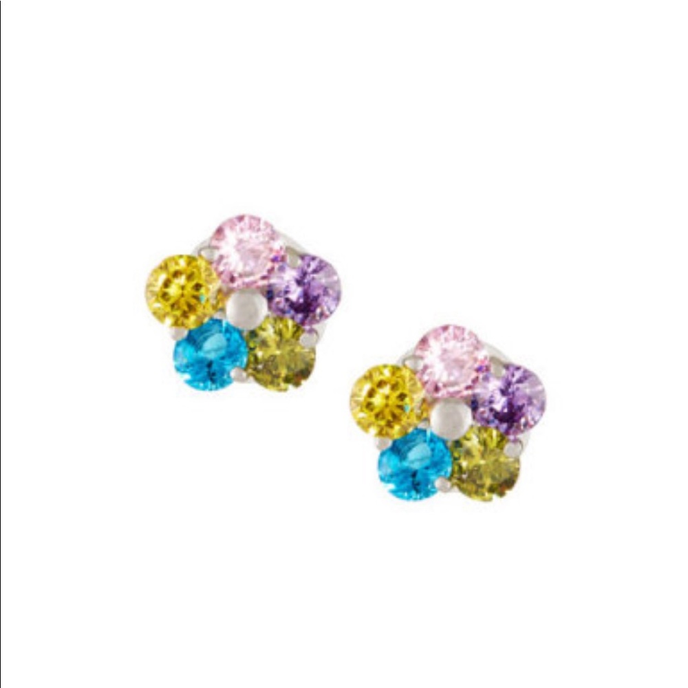Neiman Marcus Multicolor Crystal Floral Stud Earrings | NWT